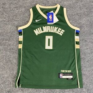 Nike Damian Lillard Milwaukee Bucks Youth Medium 10 12 Authentic Swingman Jersey